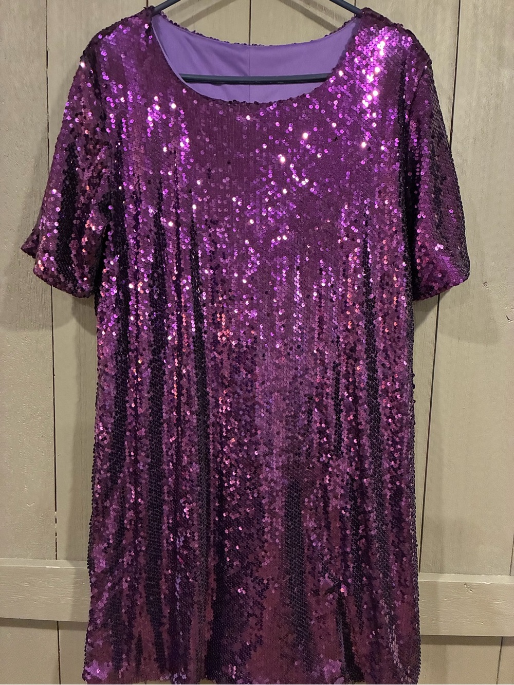 Purple Sequin Short Sleeve Tunic Dress women’s xl